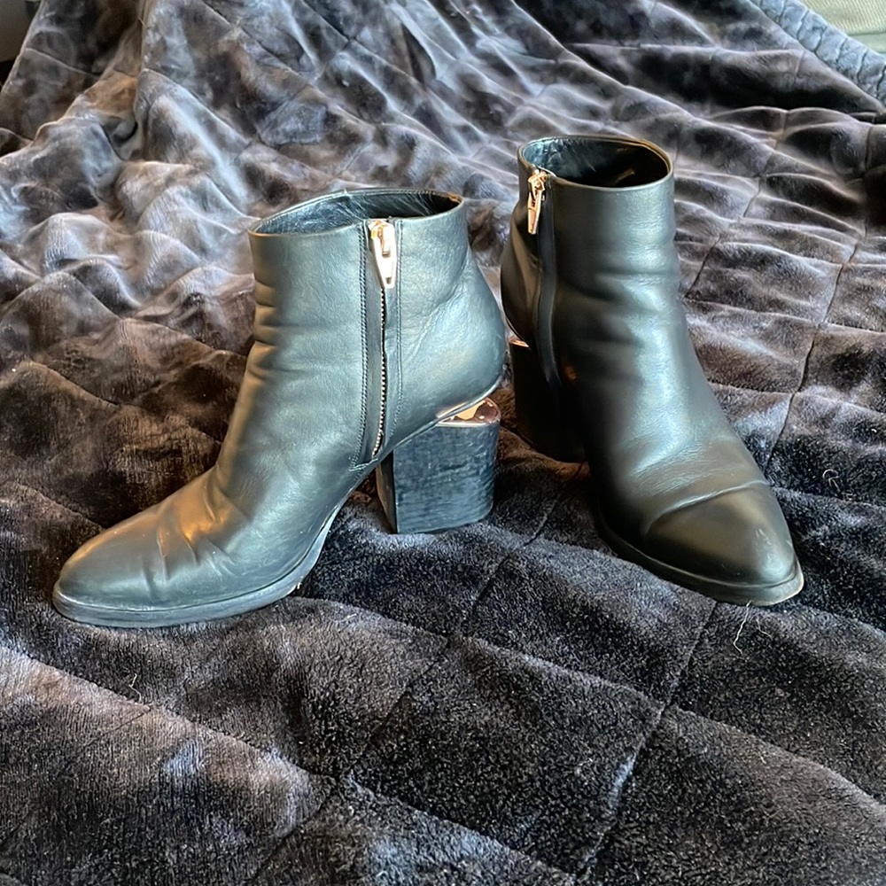 Alexander Wang Rose Gold Heeled Booties, Size 36